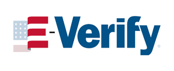 E-Verify logo with American flag design.